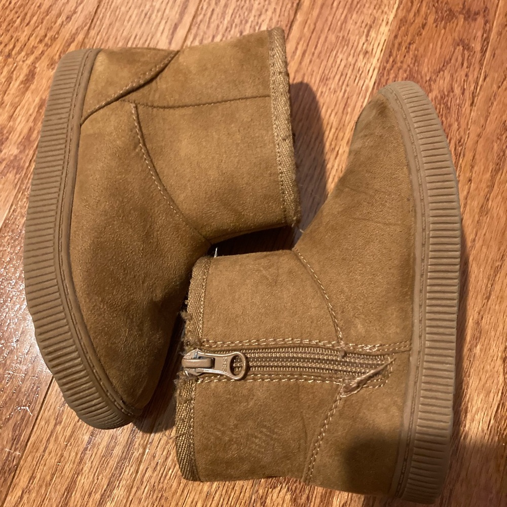 Kids Unisex Brown Faux Fur Lined Winter Boots / Side Zipper Size 9